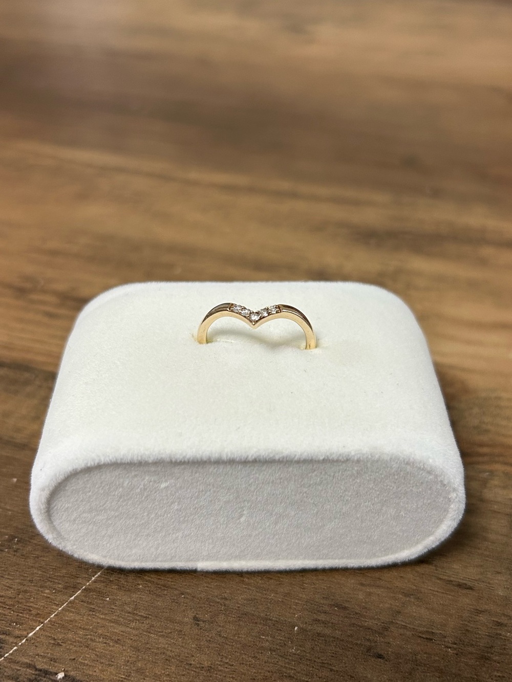 Gold Chevron Band Ring with Diamond Accents 10k yellow gold.
